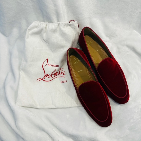 Christian Louboutin Red Velvet Loafers 46.5eu 13.5us - Picture 4 of 6
